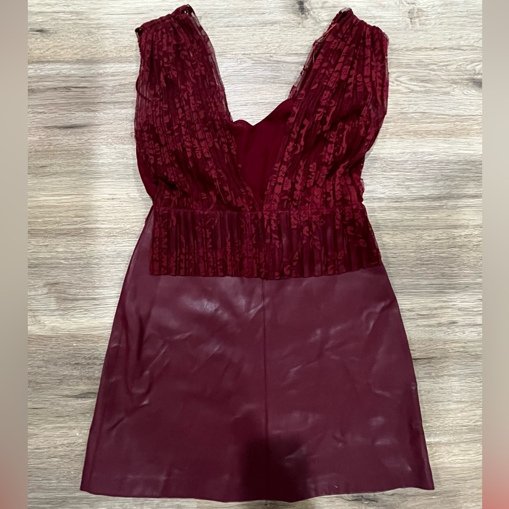 Zara Faux Leather and Lace mini Dress